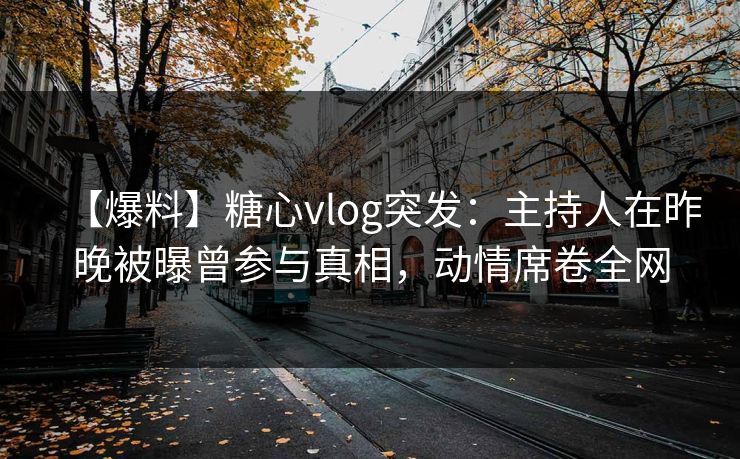【爆料】糖心vlog突发:主持人在昨晚被曝曾参与真相,动情席卷全网