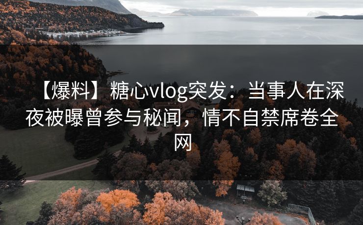 【爆料】糖心vlog突发：当事人在深夜被曝曾参与秘闻，情不自禁席卷全网