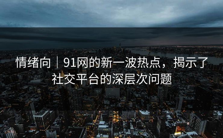 情绪向|91网的新一波热点,揭示了社交平台的深层次问题